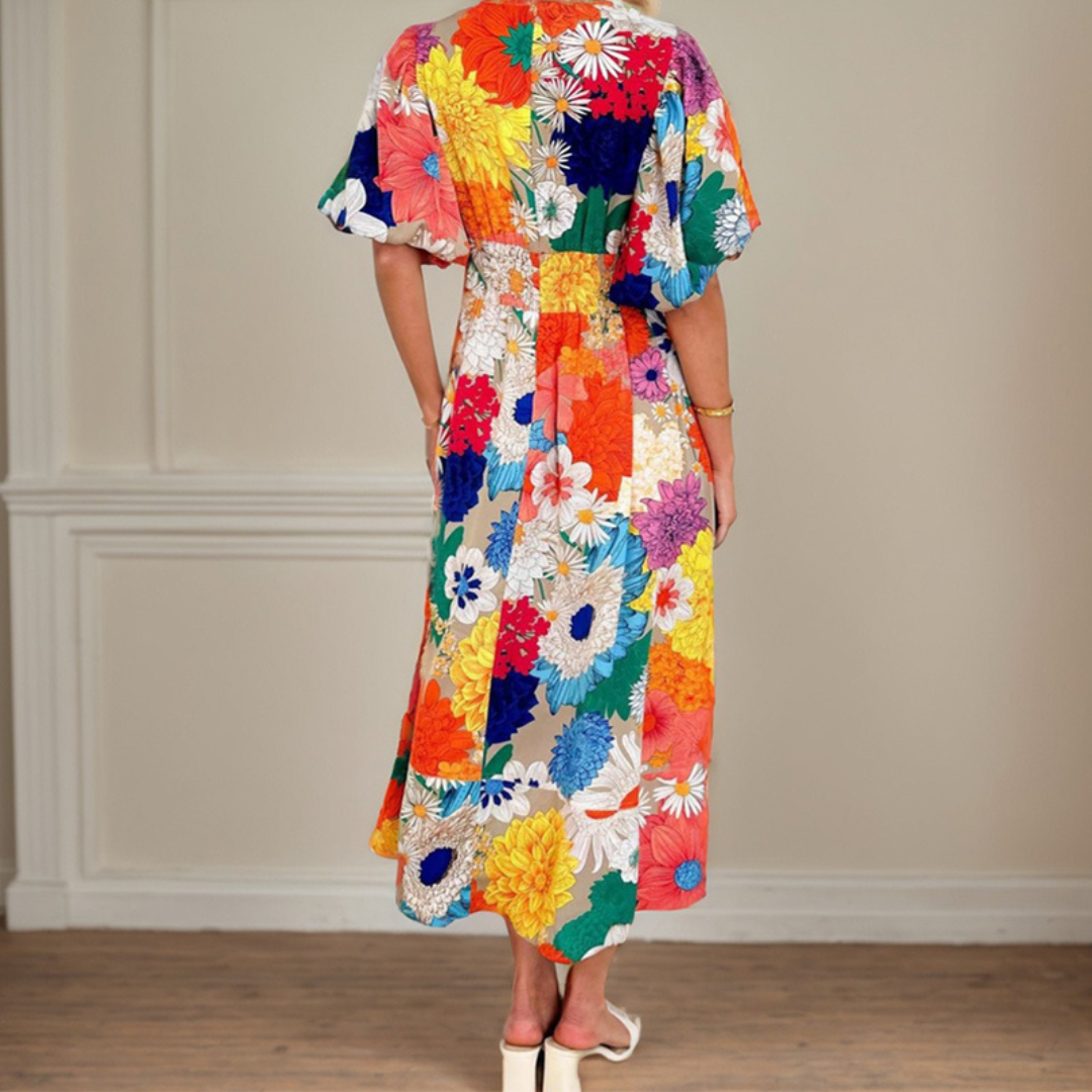 Rose - Robe longue élégante à fleurs