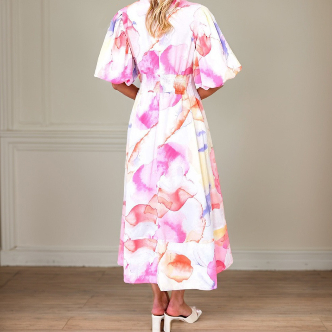 Rose - Robe longue élégante à fleurs