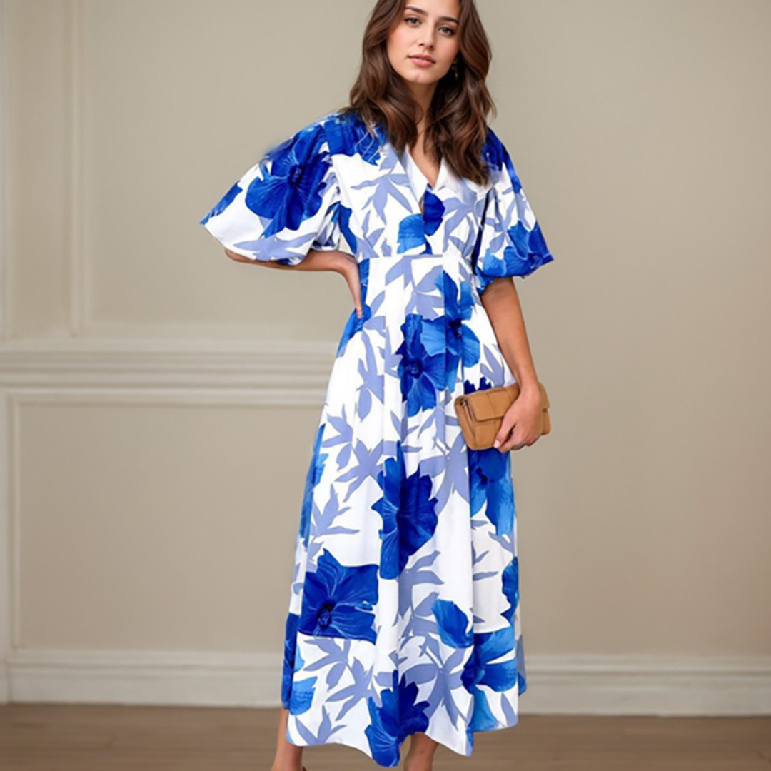 Rose - Robe longue élégante à fleurs