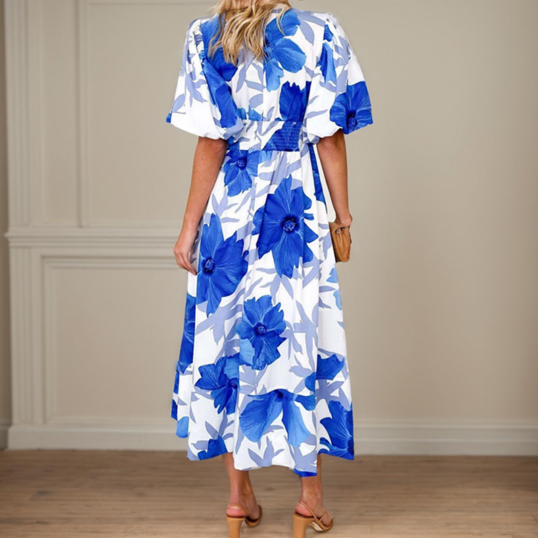 Rose - Robe longue élégante à fleurs