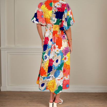 Rose - Robe longue élégante à fleurs