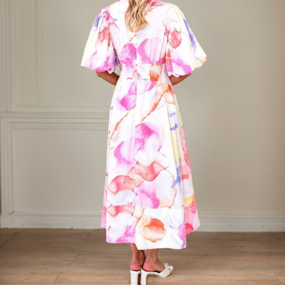 Rose - Robe longue élégante à fleurs