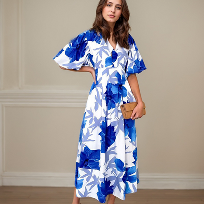 Rose - Robe longue élégante à fleurs